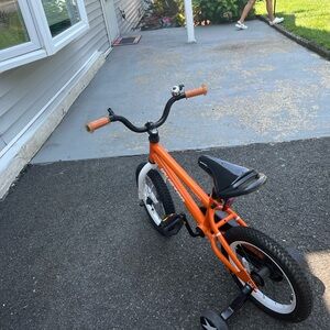 Kids Orange and Black Bicycle with Training Wheels